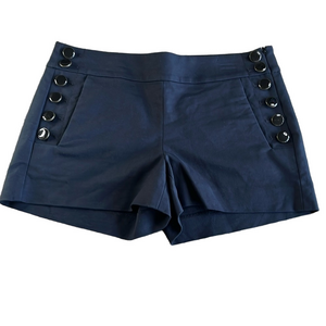 LOFT 3” black cotton/rayon/spandex shorts -button adornments